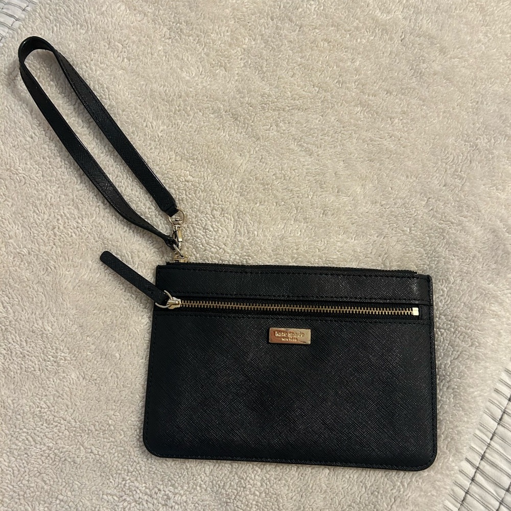 Kate Spade Black Leather Wristlet Clutch